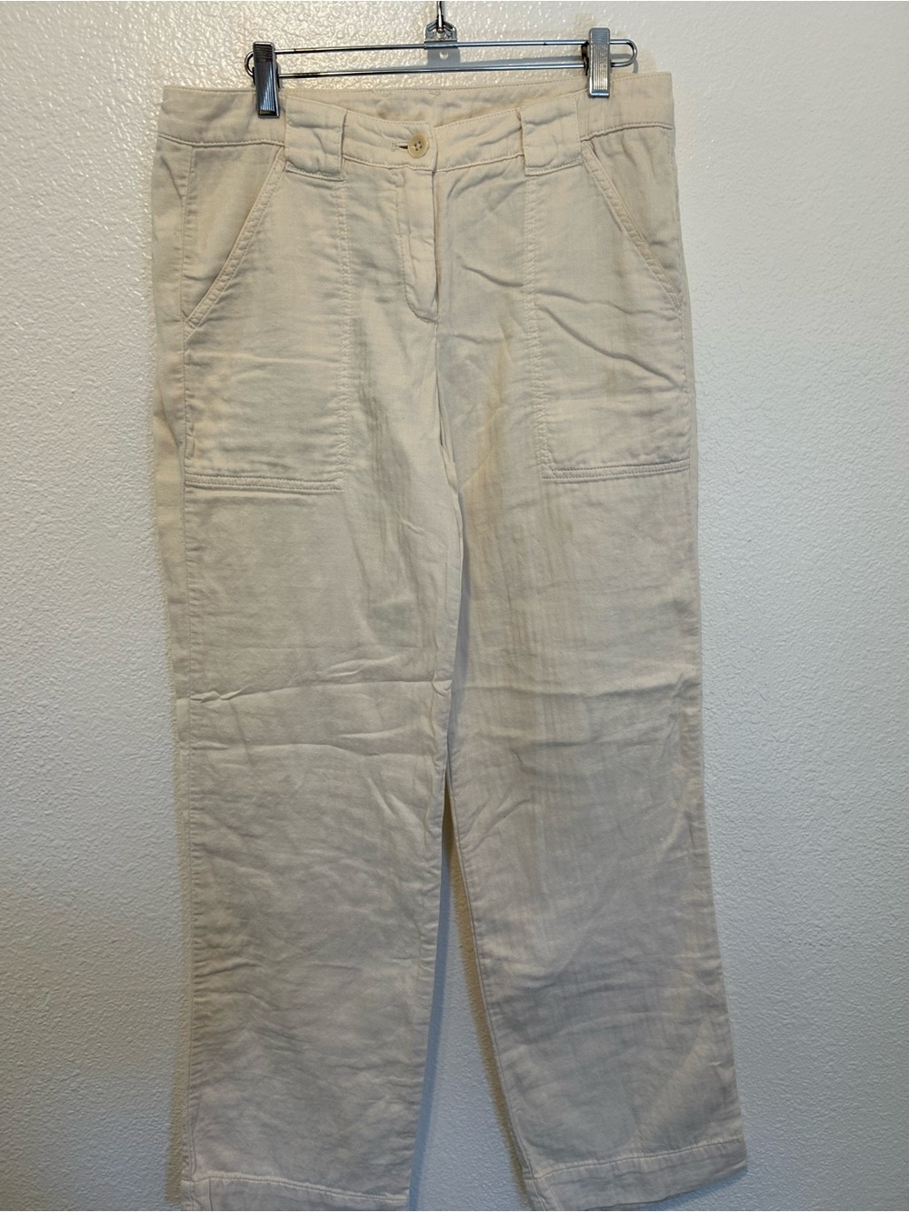 J. Crew Women's Cream Straight-Leg 100% Cotton Pants